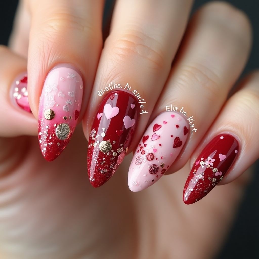 Valentine's Day Stiletto Nail Design