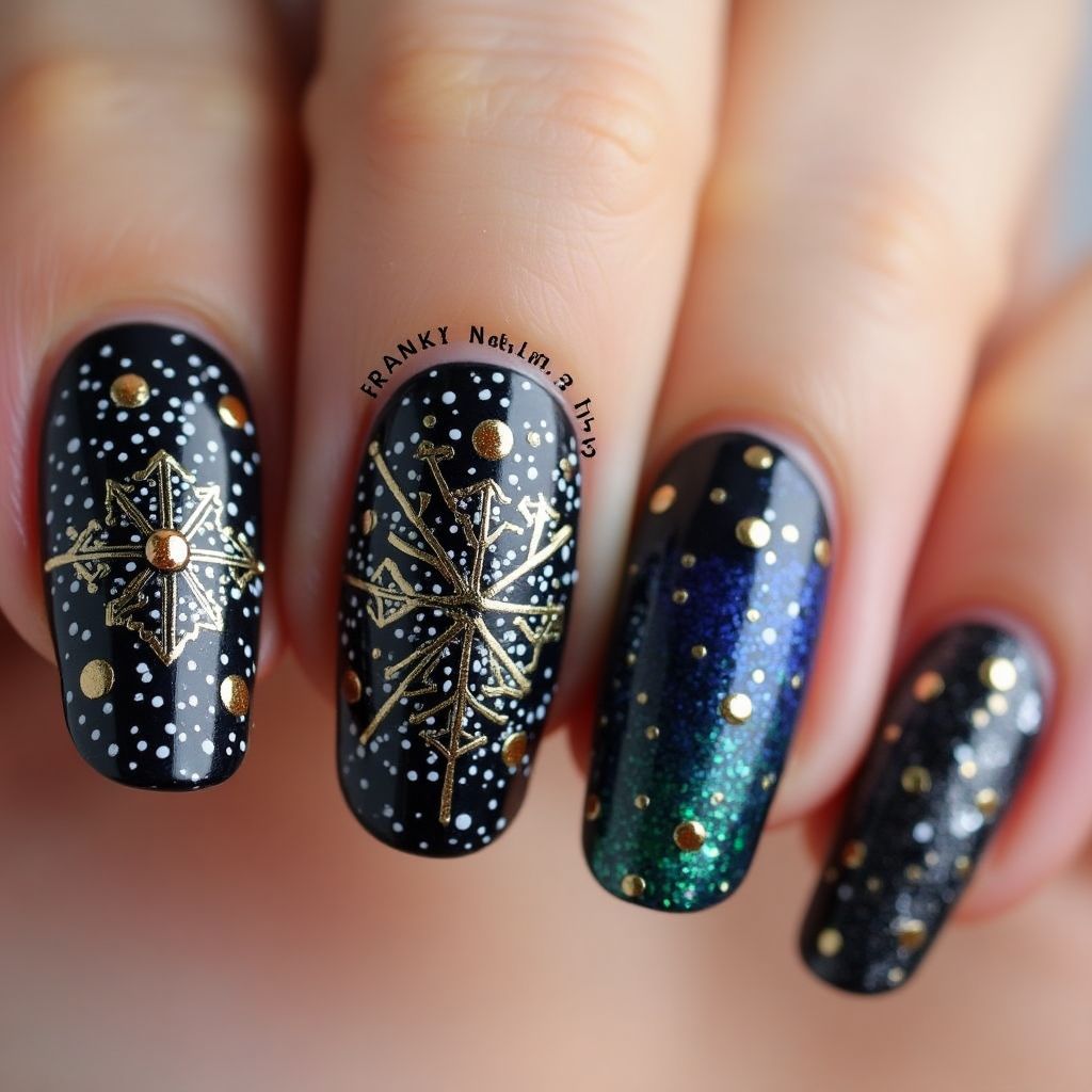 New Year Round Nail Design