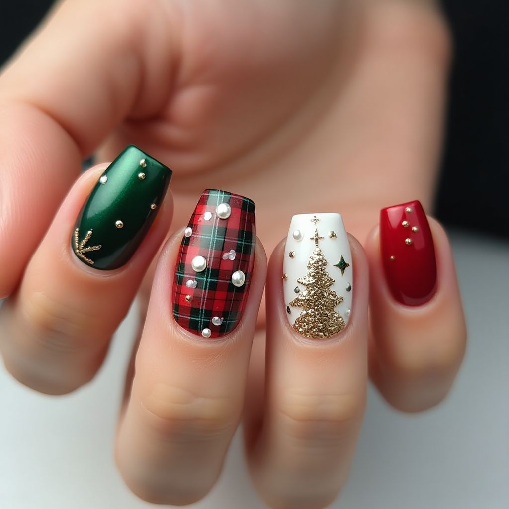 Christmas Coffin Nail Design
