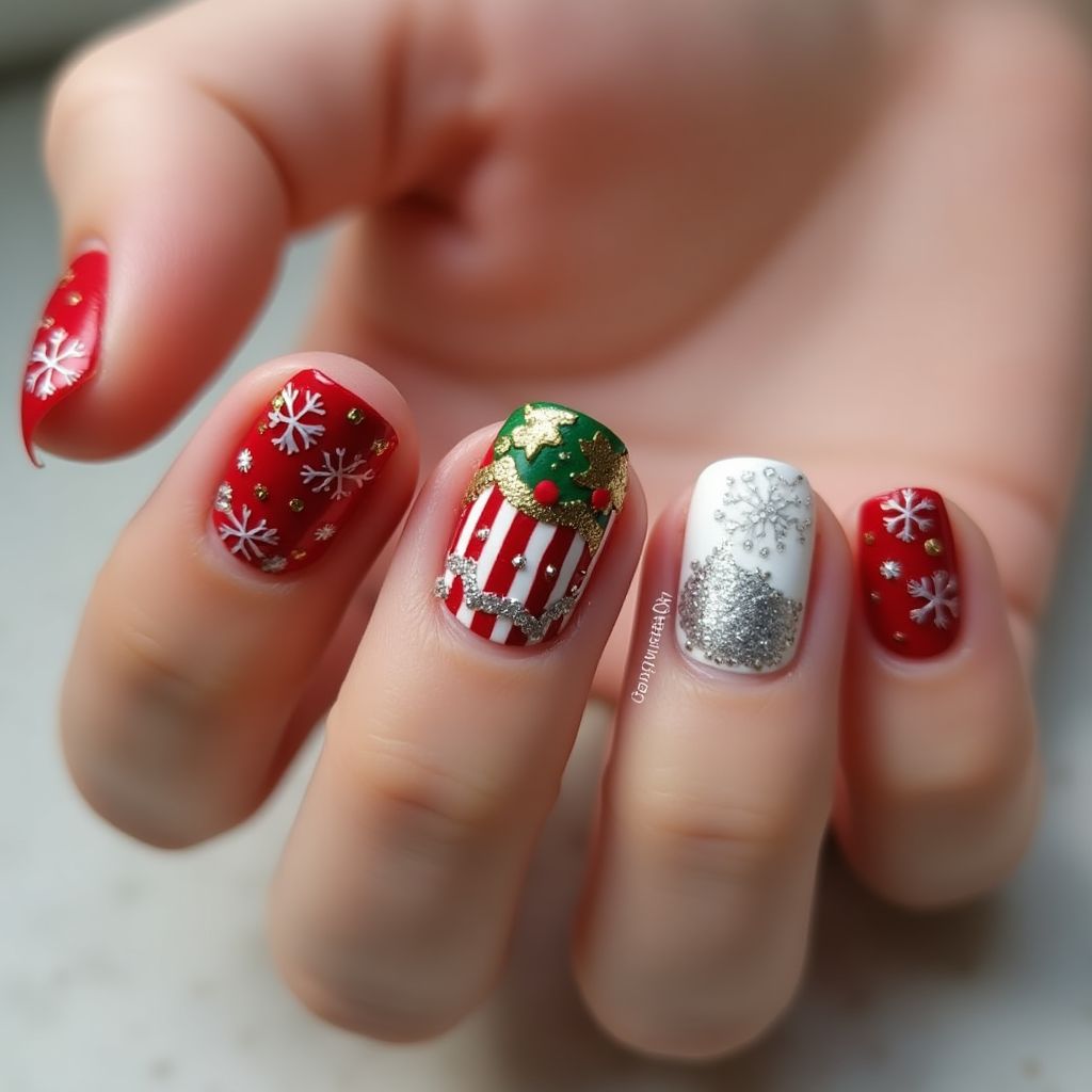 Christmas Round Nail Design