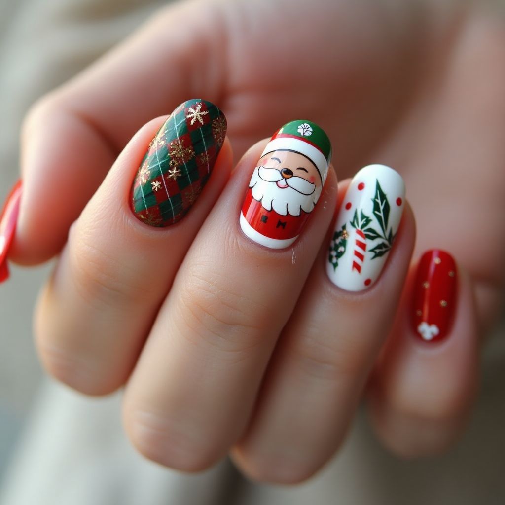 Christmas Round Nail Design