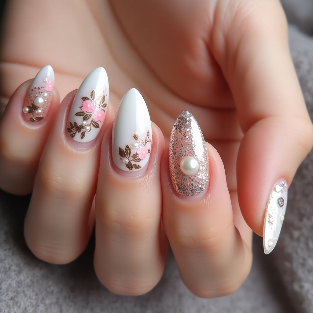 Anniversary Almond Nail Design