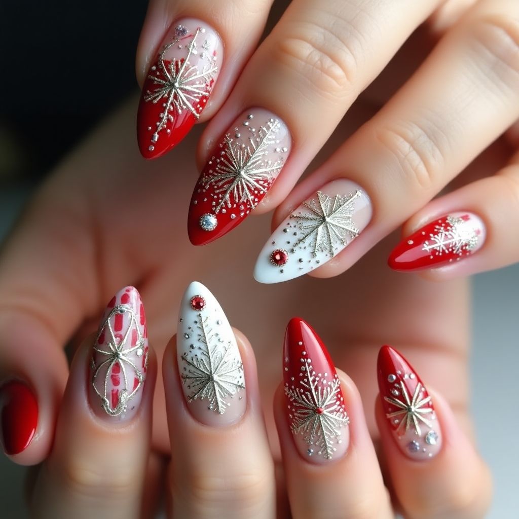 Holiday Stiletto Nail Design