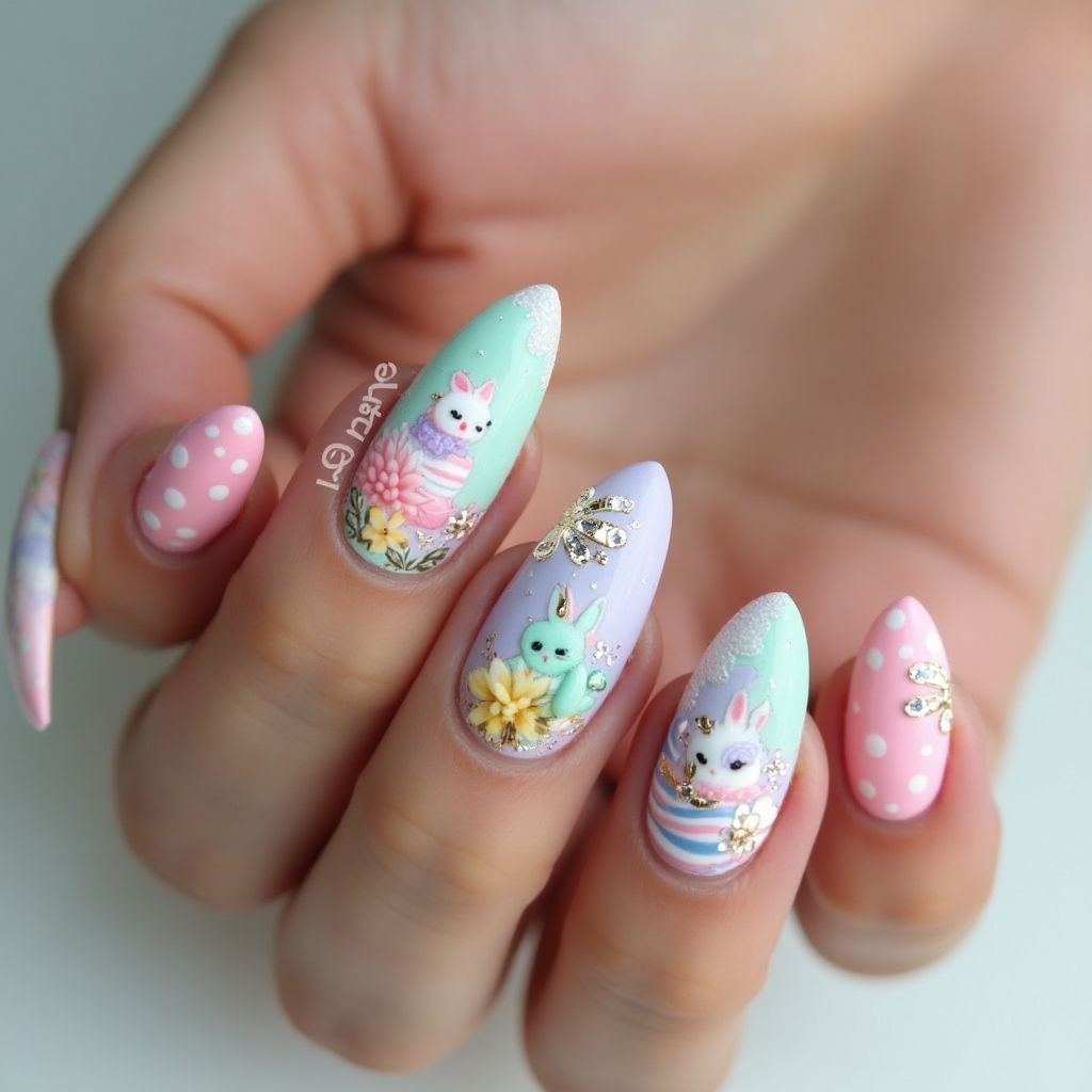 Easter Stiletto Nail Design