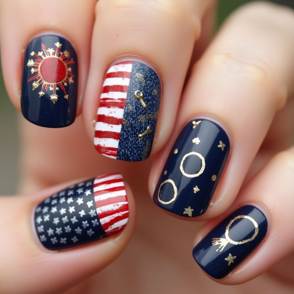 Labor day Round Nail Design
