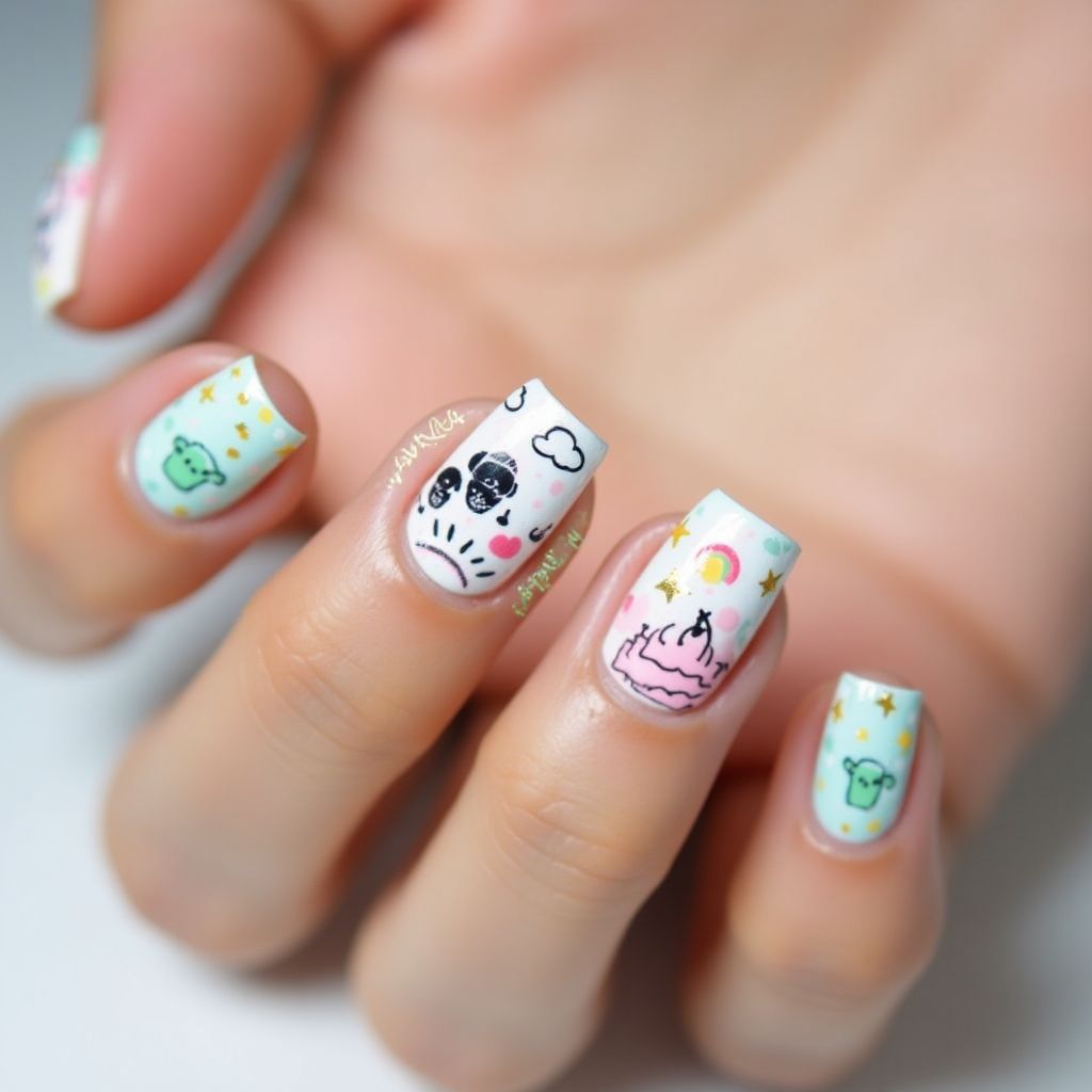 Baby Shower Square Nail Design