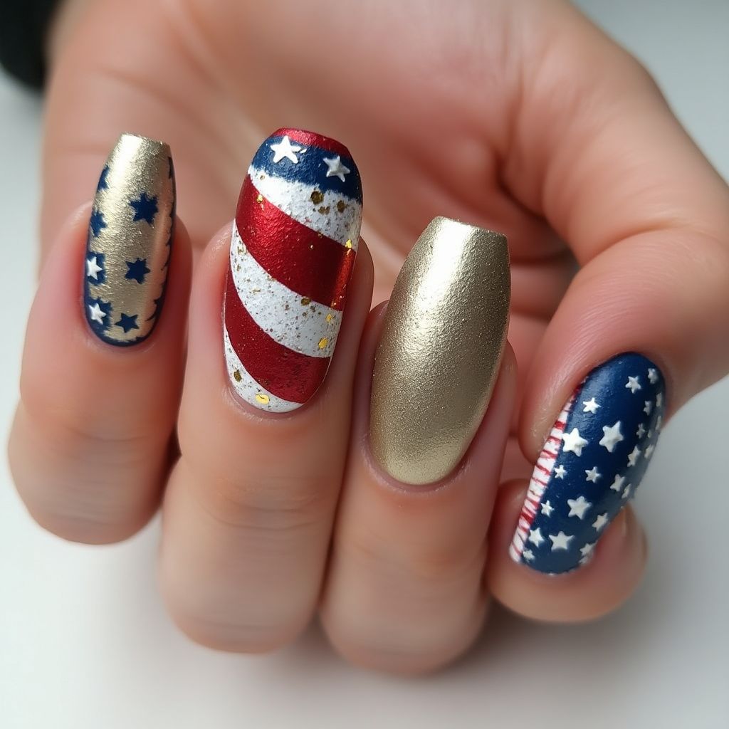 Labor Day Coffin Nail Design