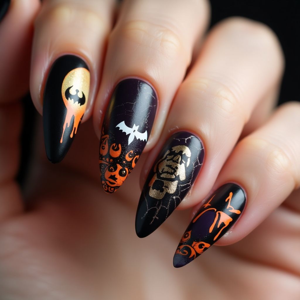 Halloween Stiletto Nail Design