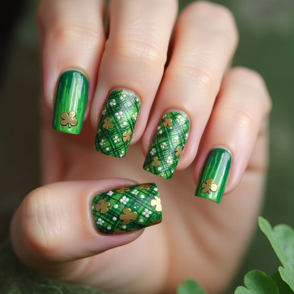St Patrick's Day Square Nail Design