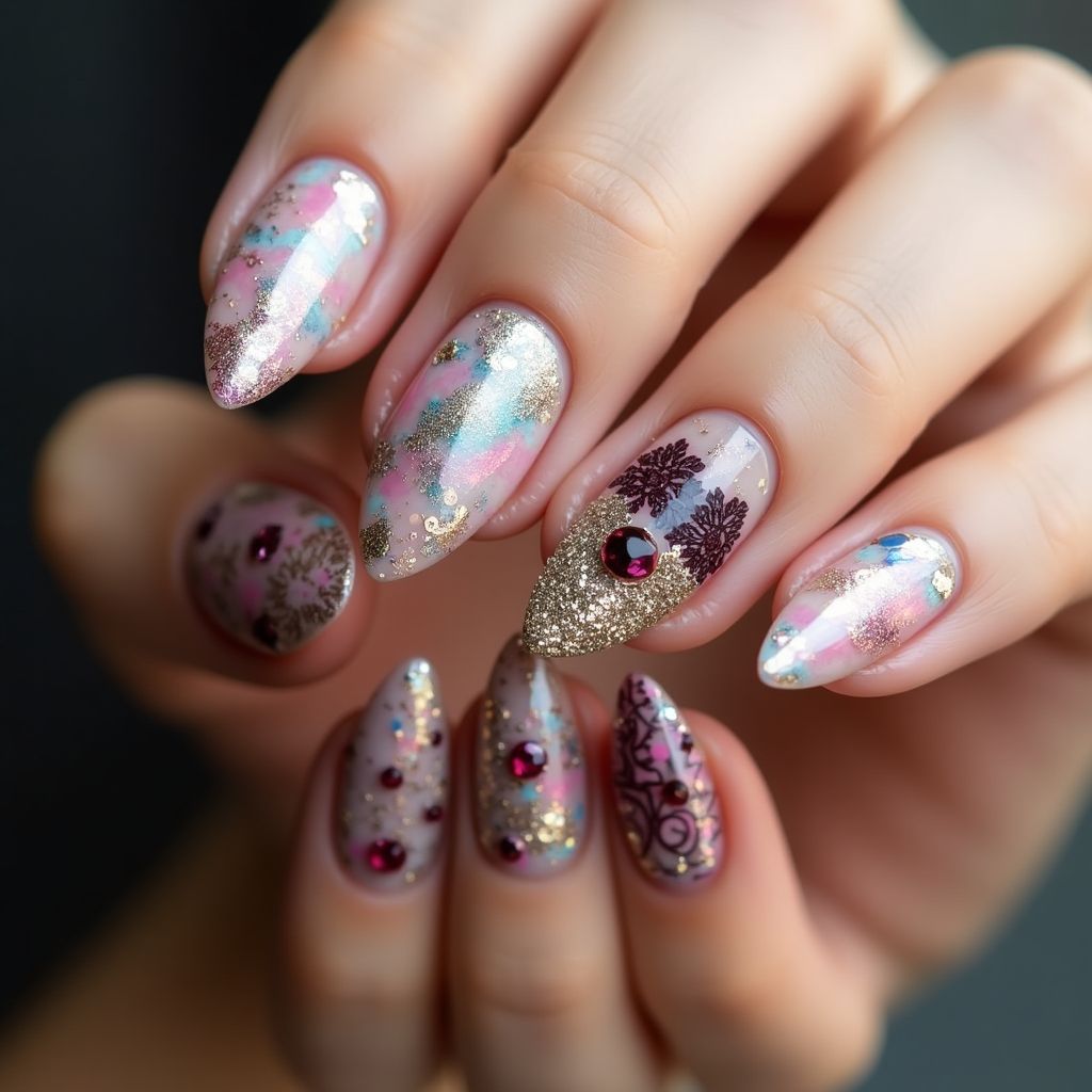 Party Almond Nail Design