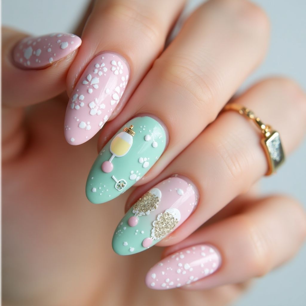 Baby Shower Almond Nail Design