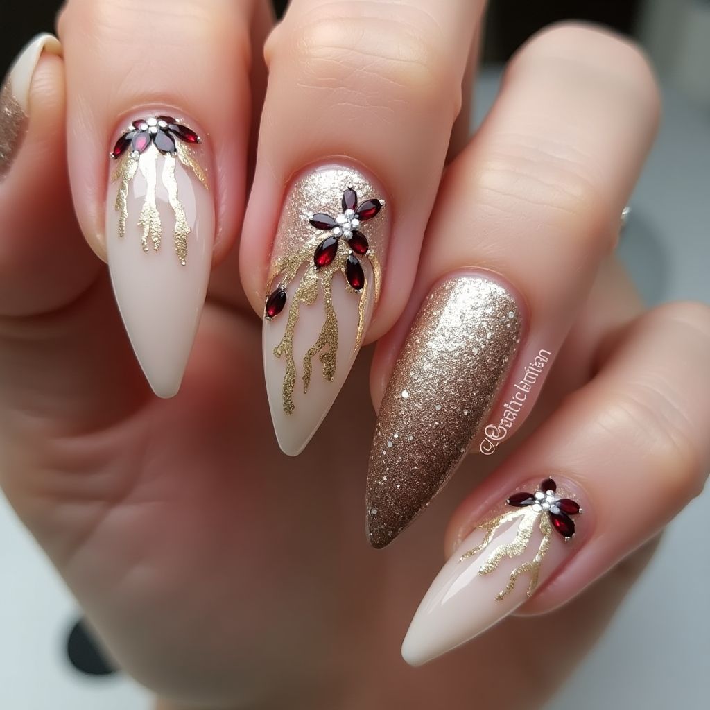 Celebration Stiletto Nail Design