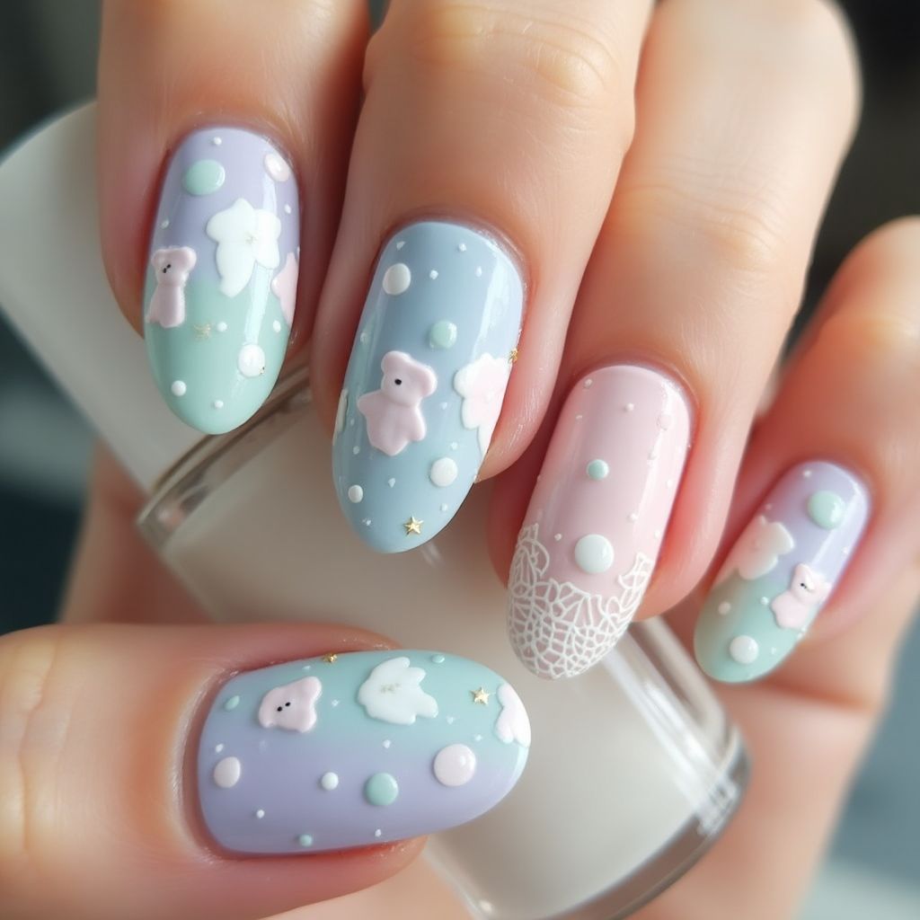 Baby Shower Stiletto Nail Design