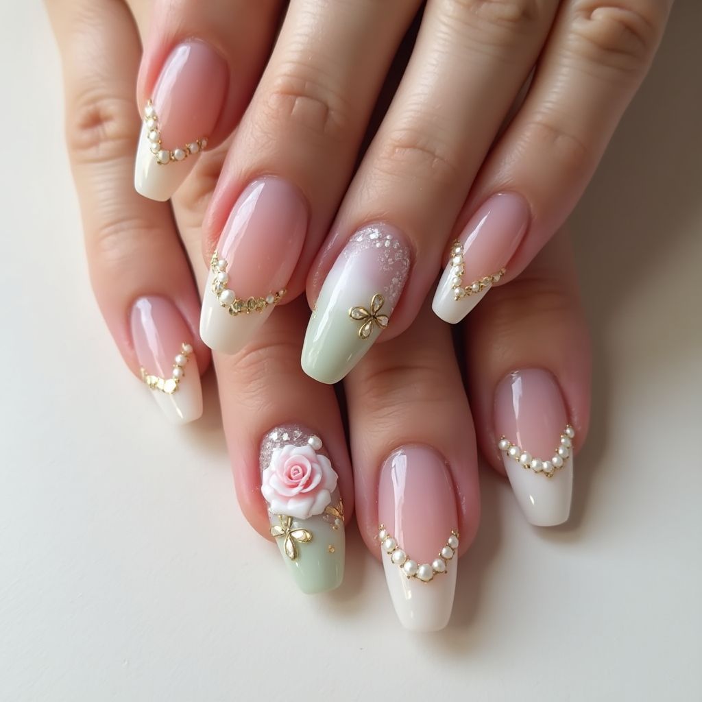 Wedding Stiletto Nail Design