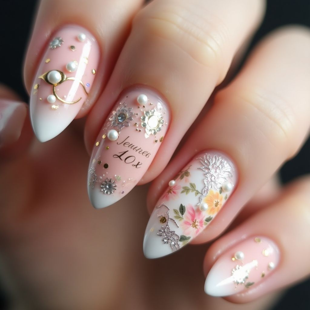 Anniversary Almond Nail Design