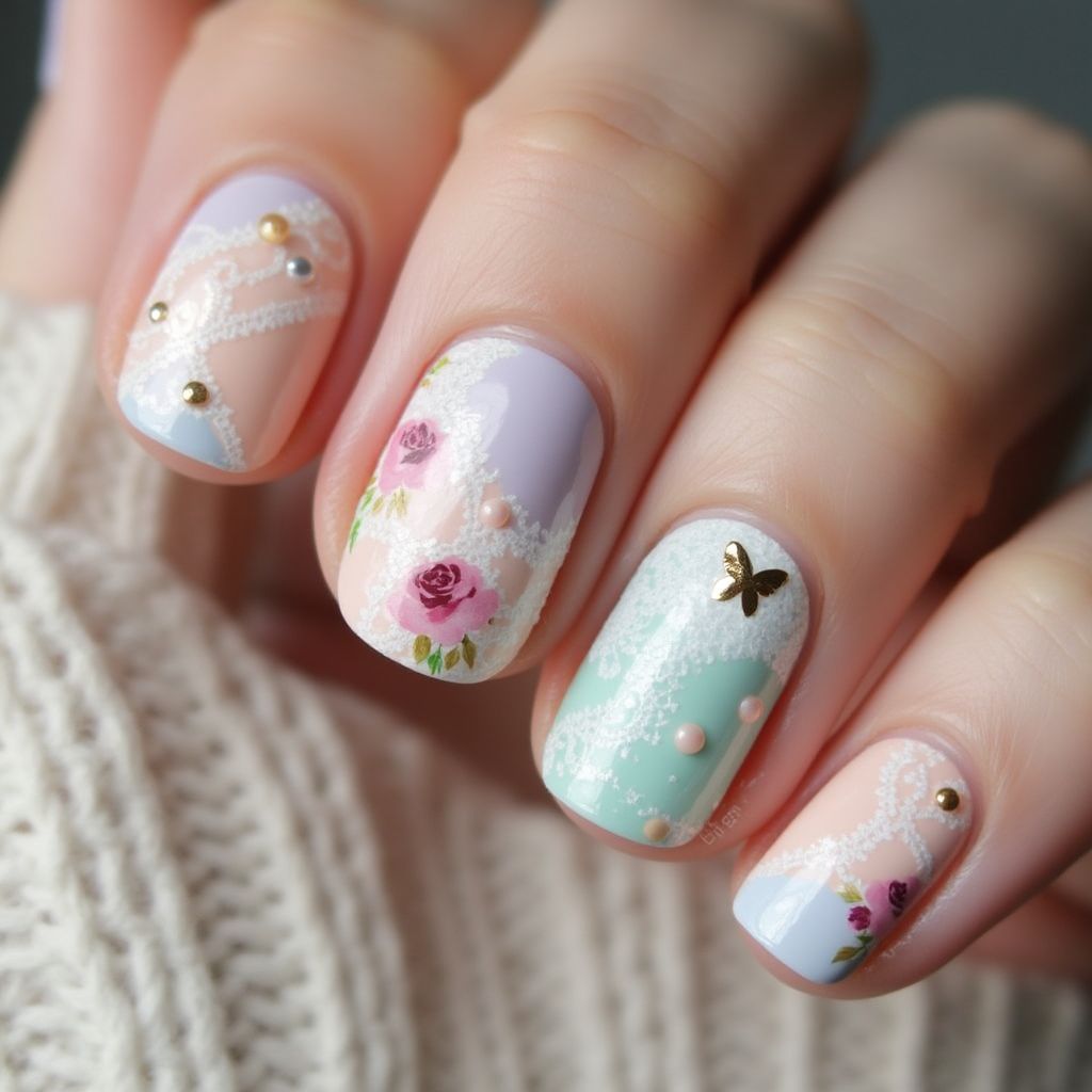 Mother's Day Round Nail Design
