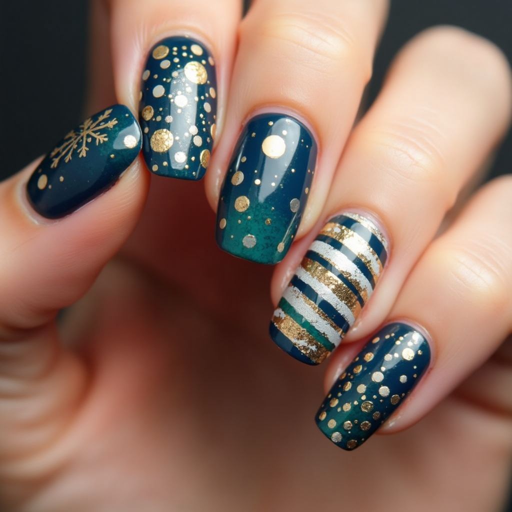 New Year Round Nail Design