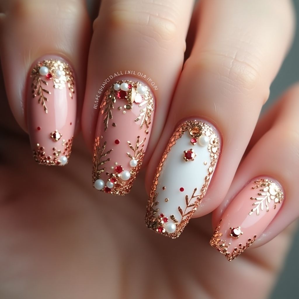 Anniversary Coffin Nail Design
