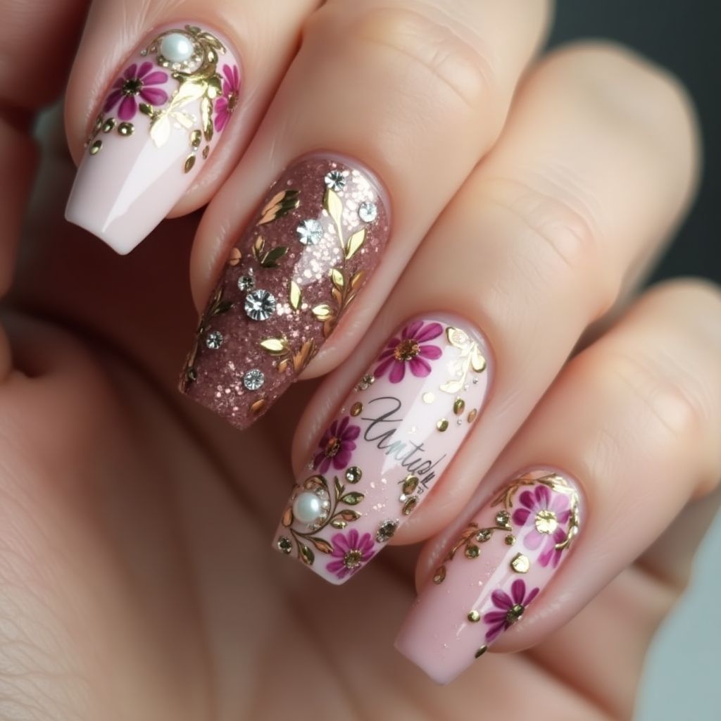 Anniversary Coffin Nail Design