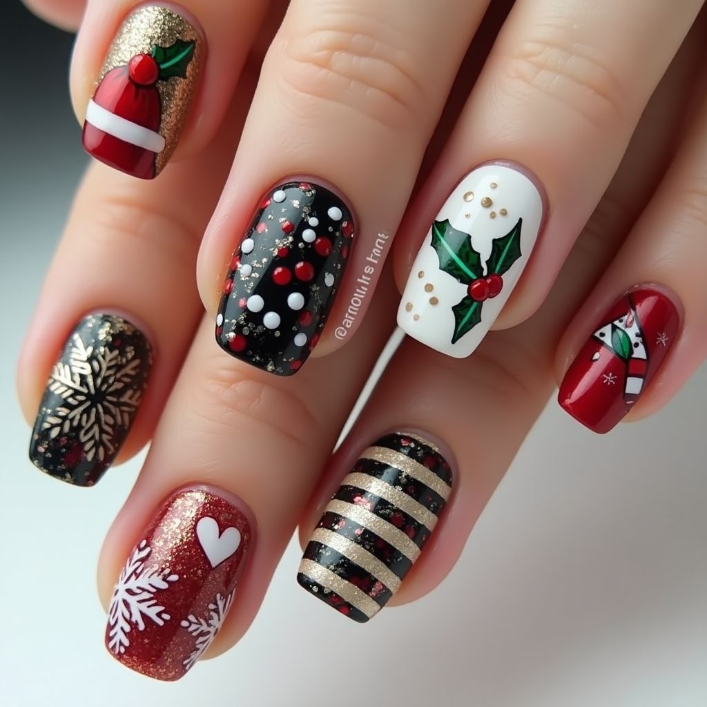 Holiday Square Nail Design