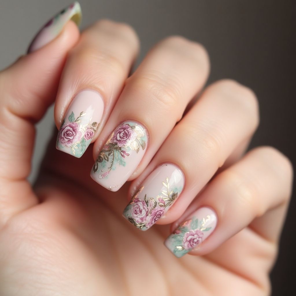 Mother's Day Square Nail Design