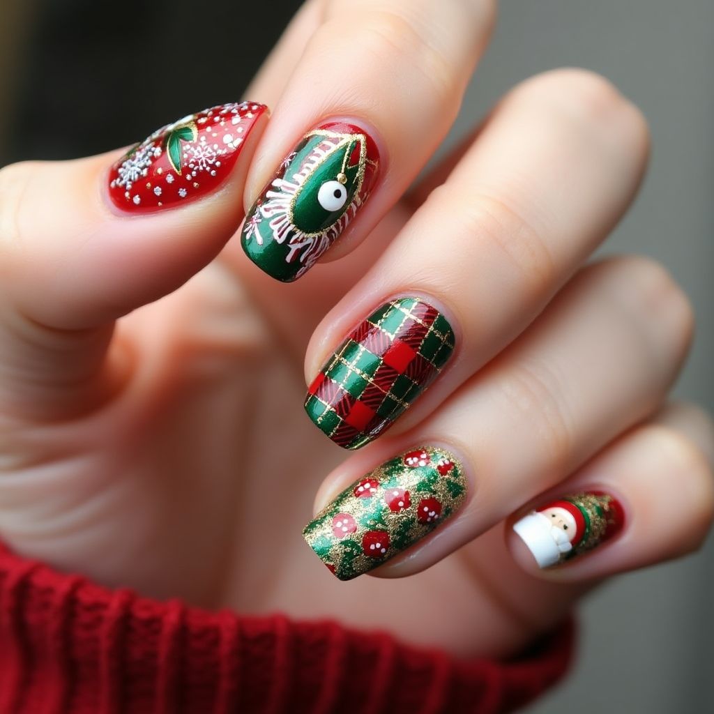 Christmas Round Nail Design