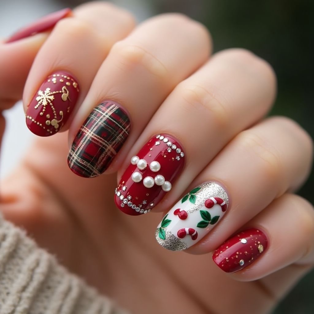Christmas Round Nail Design