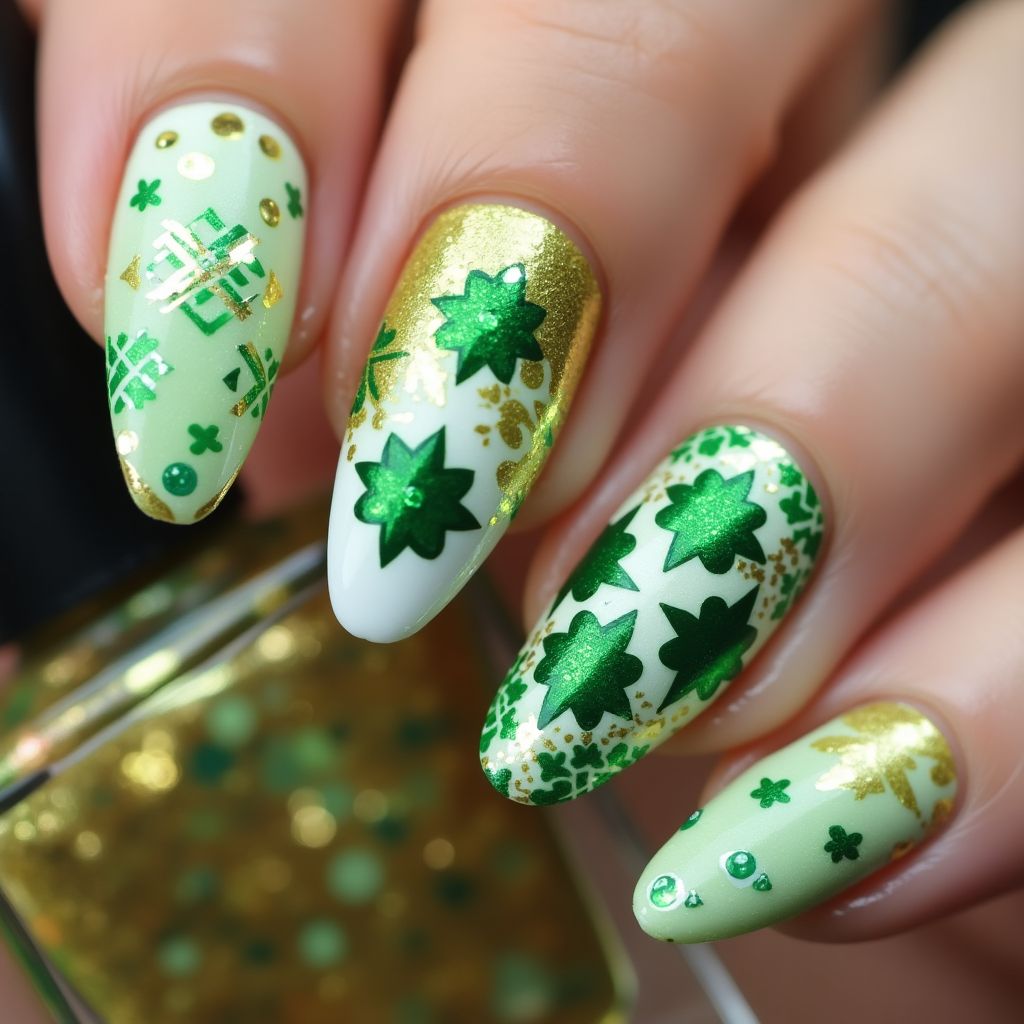 St Patrick's Day Stiletto Nail Design