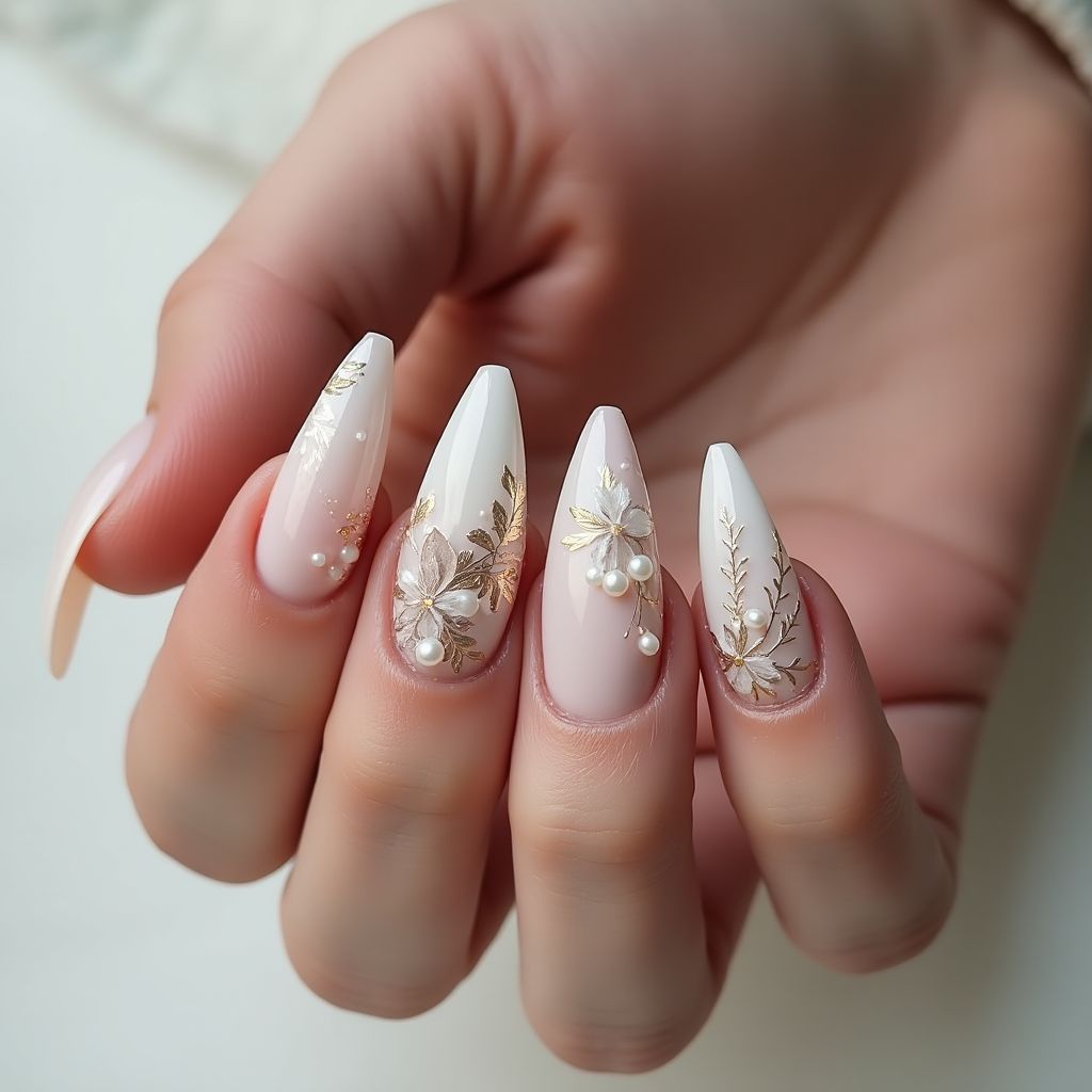 Wedding Stiletto Nail Design