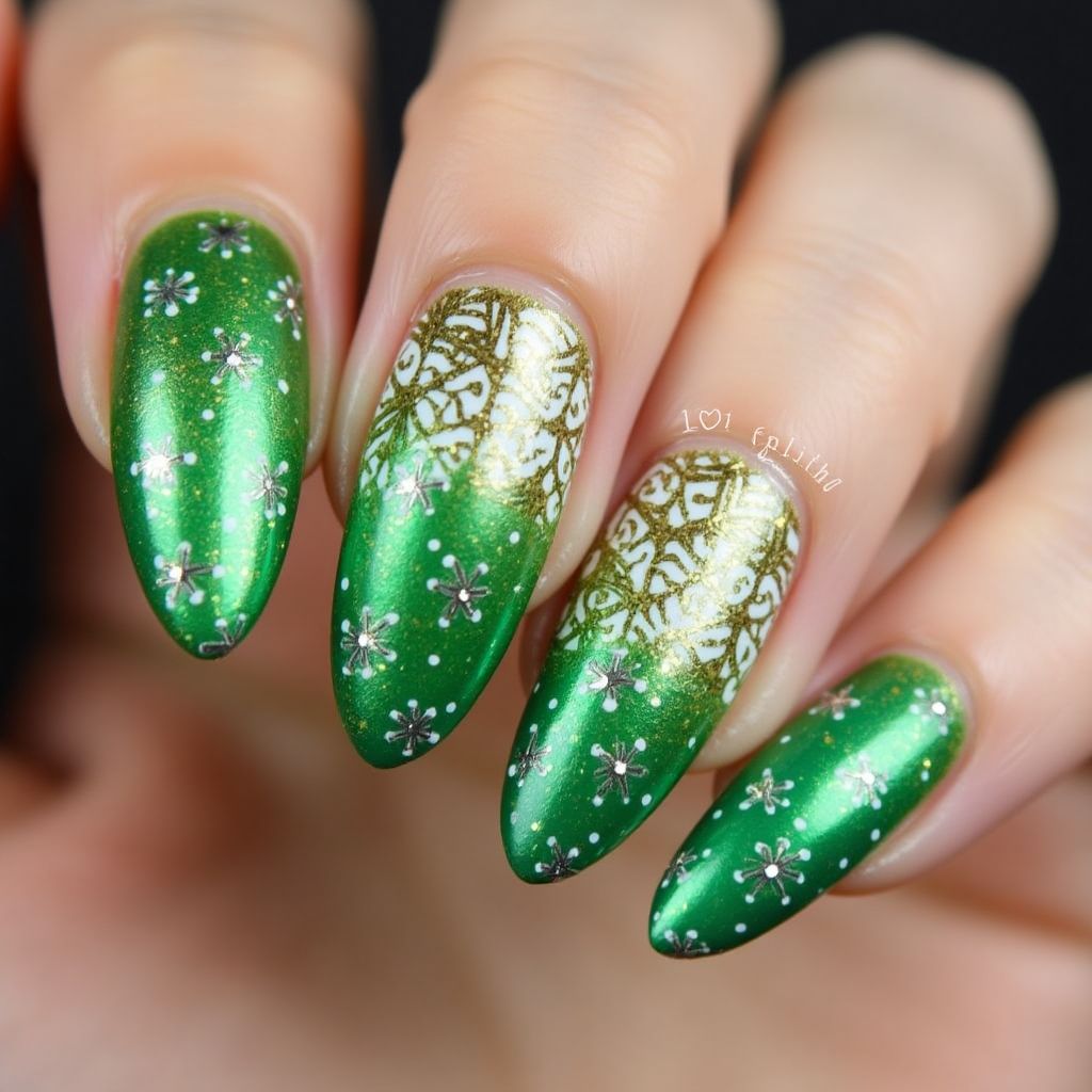 St Patrick's Day Almond Nail Design