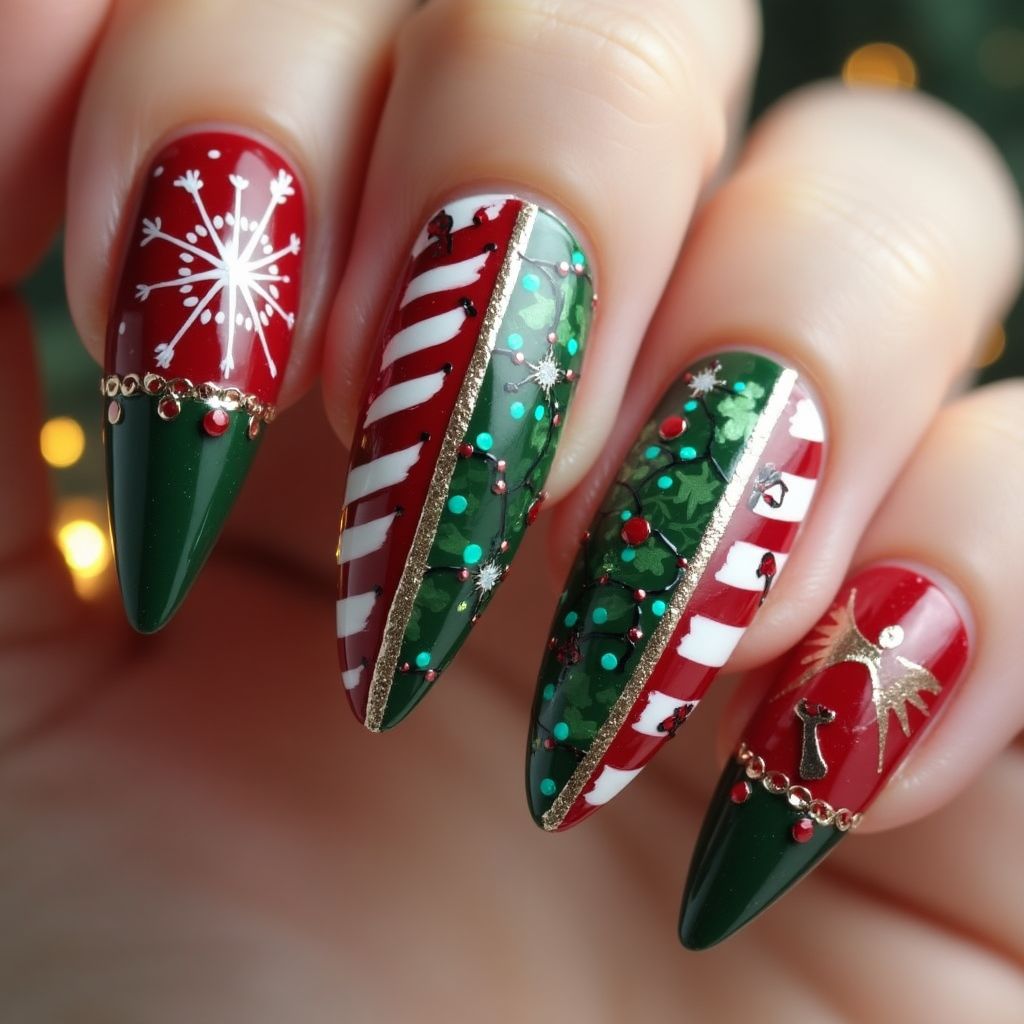Christmas Stiletto Nail Design