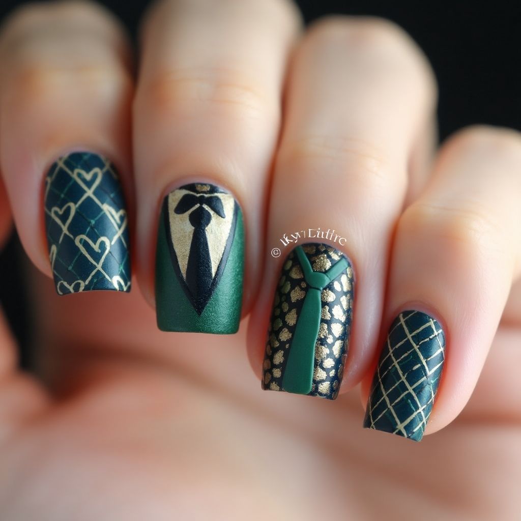 Father's Day Square Nail Design
