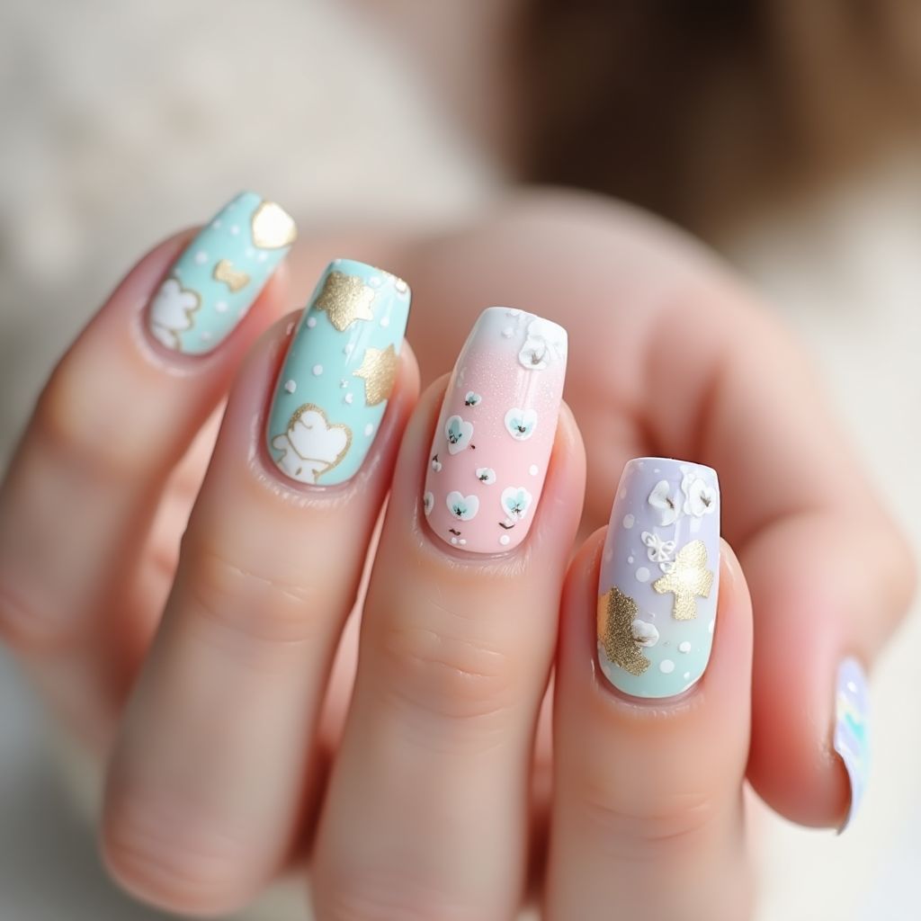 Baby Shower Square Nail Design