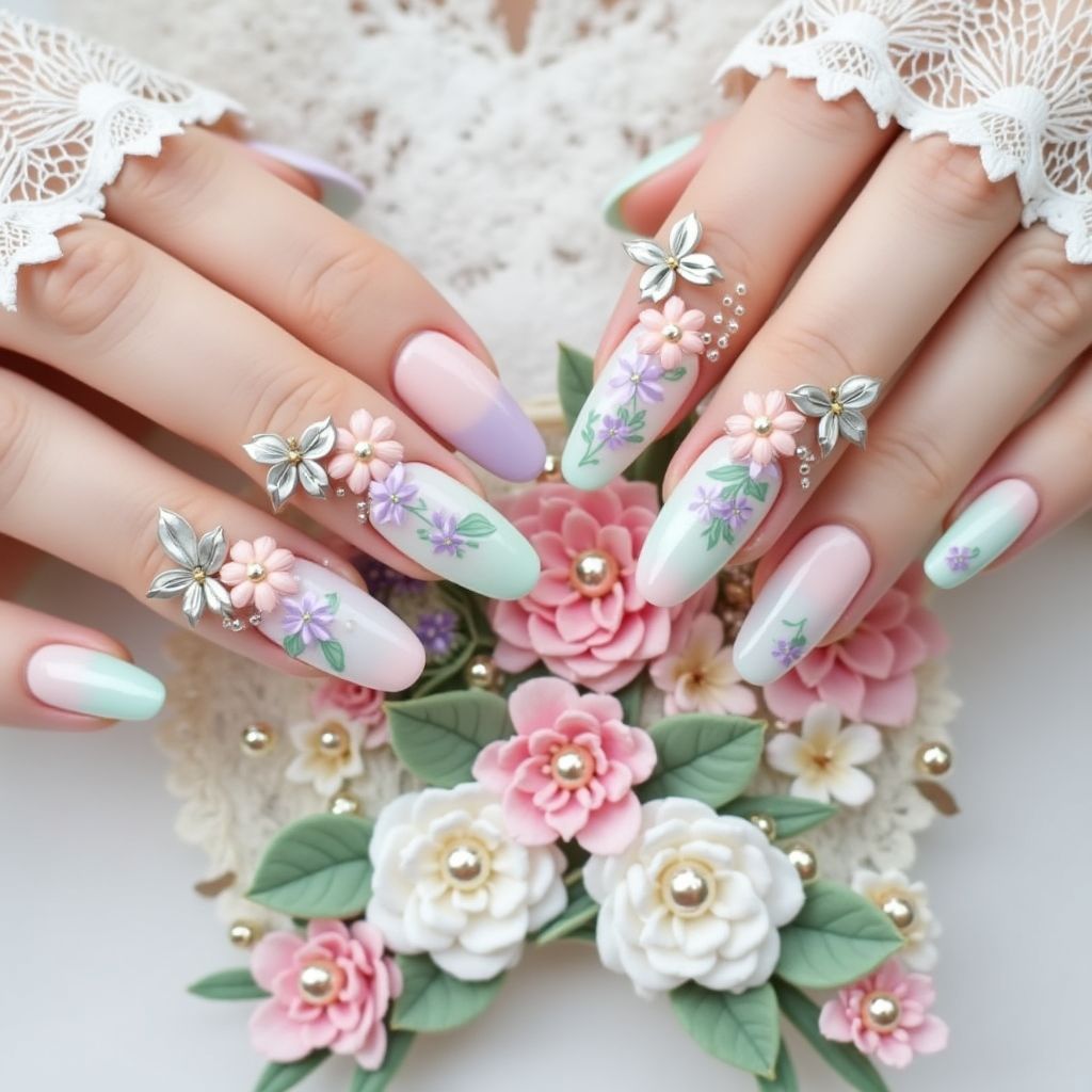 Bridal Shower 3d Nail Design