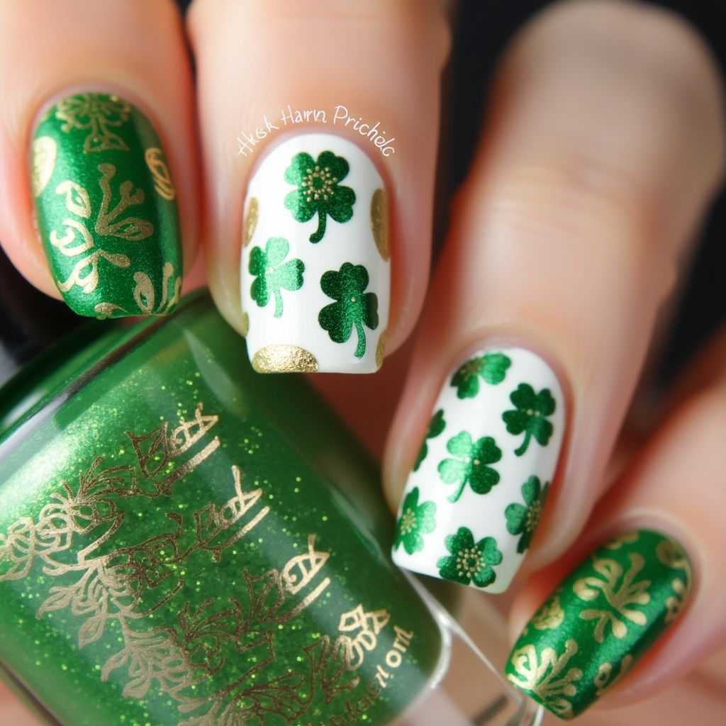 St Patrick's Day Stamping Nail Design