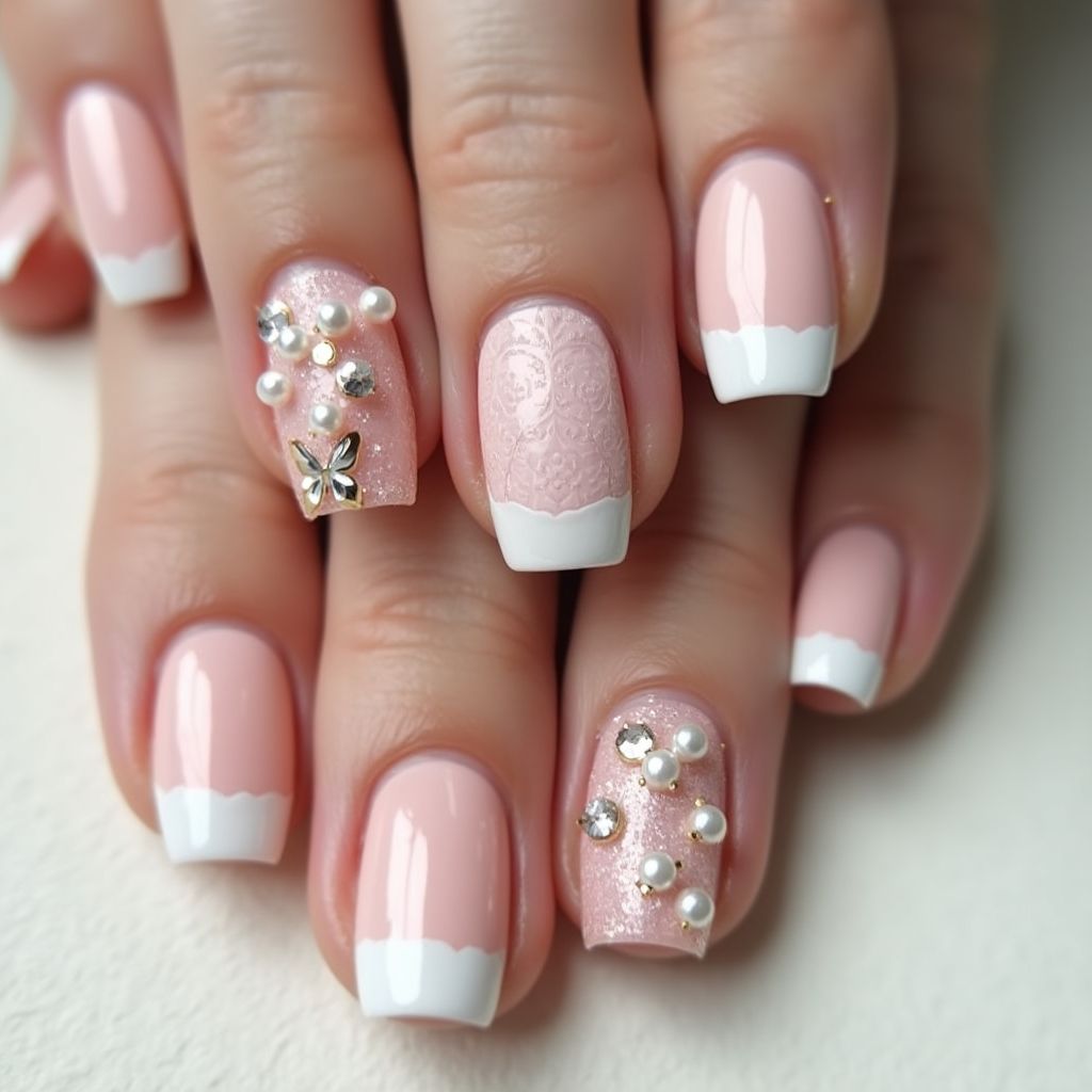 Bridal Shower French Manicure Nail Design