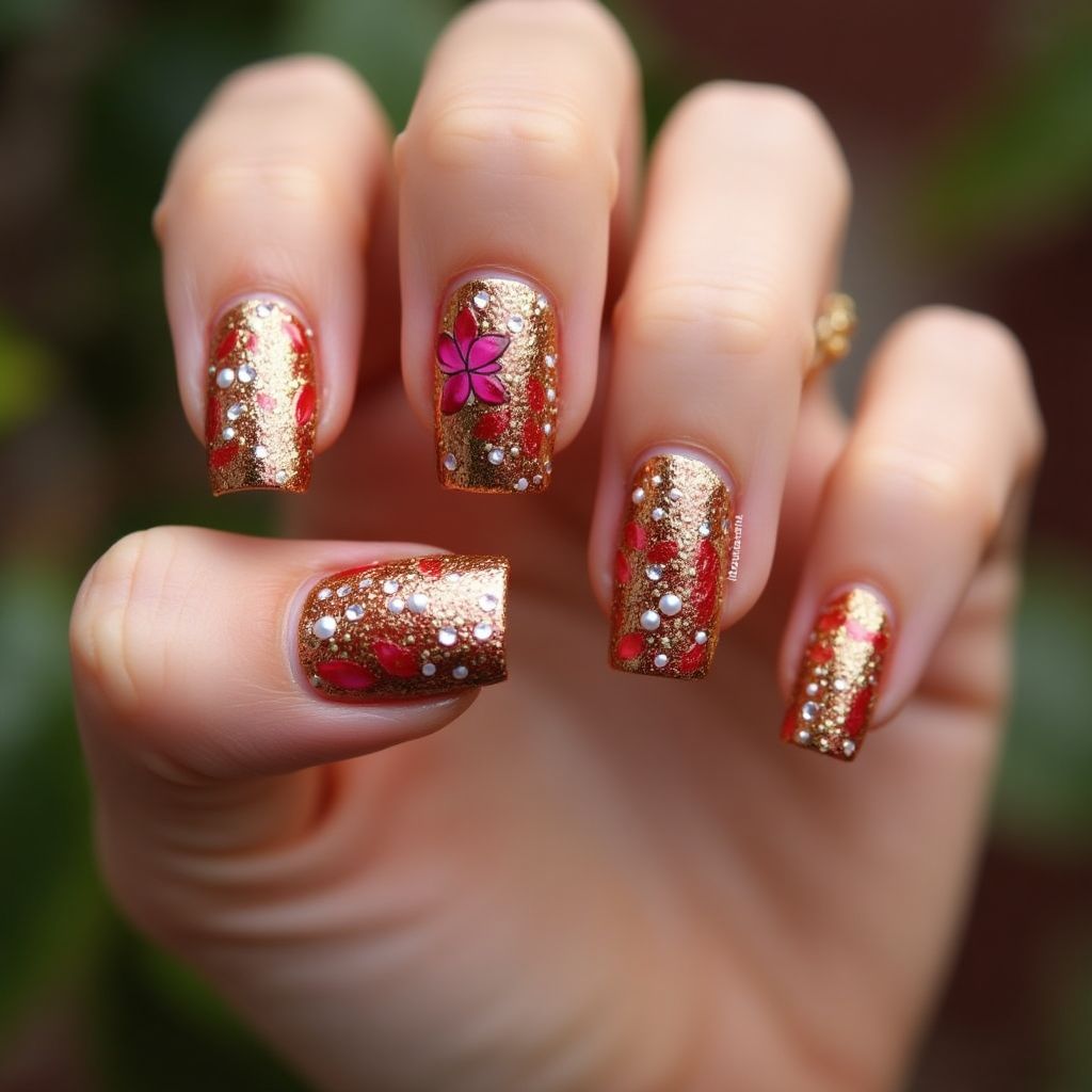 Diwali French Manicure Nail Design
