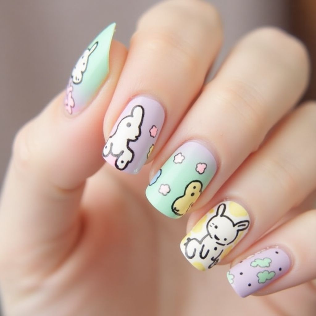 Easter Negative Space Nail Design