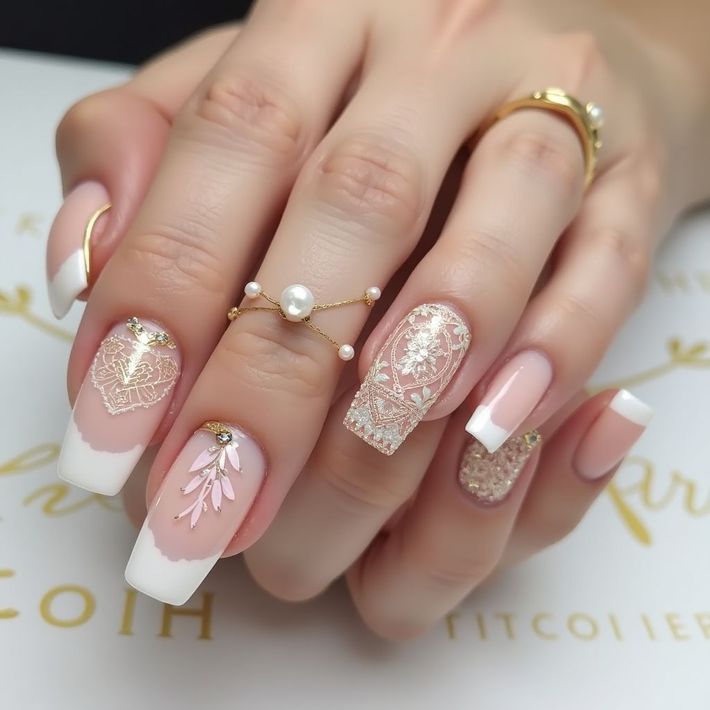 Wedding Negative Space Nail Design