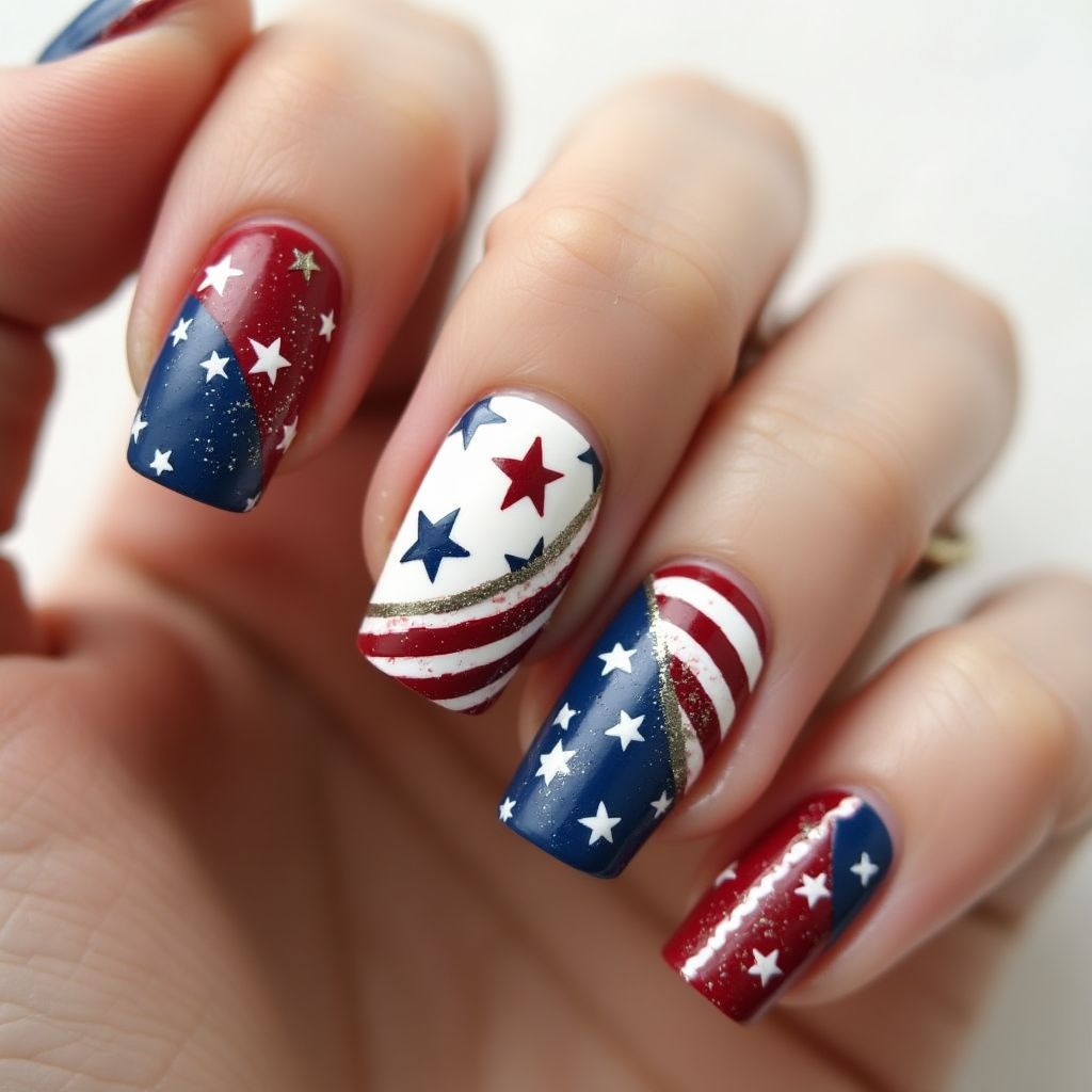 Memorial Day Negative Space Nail Design