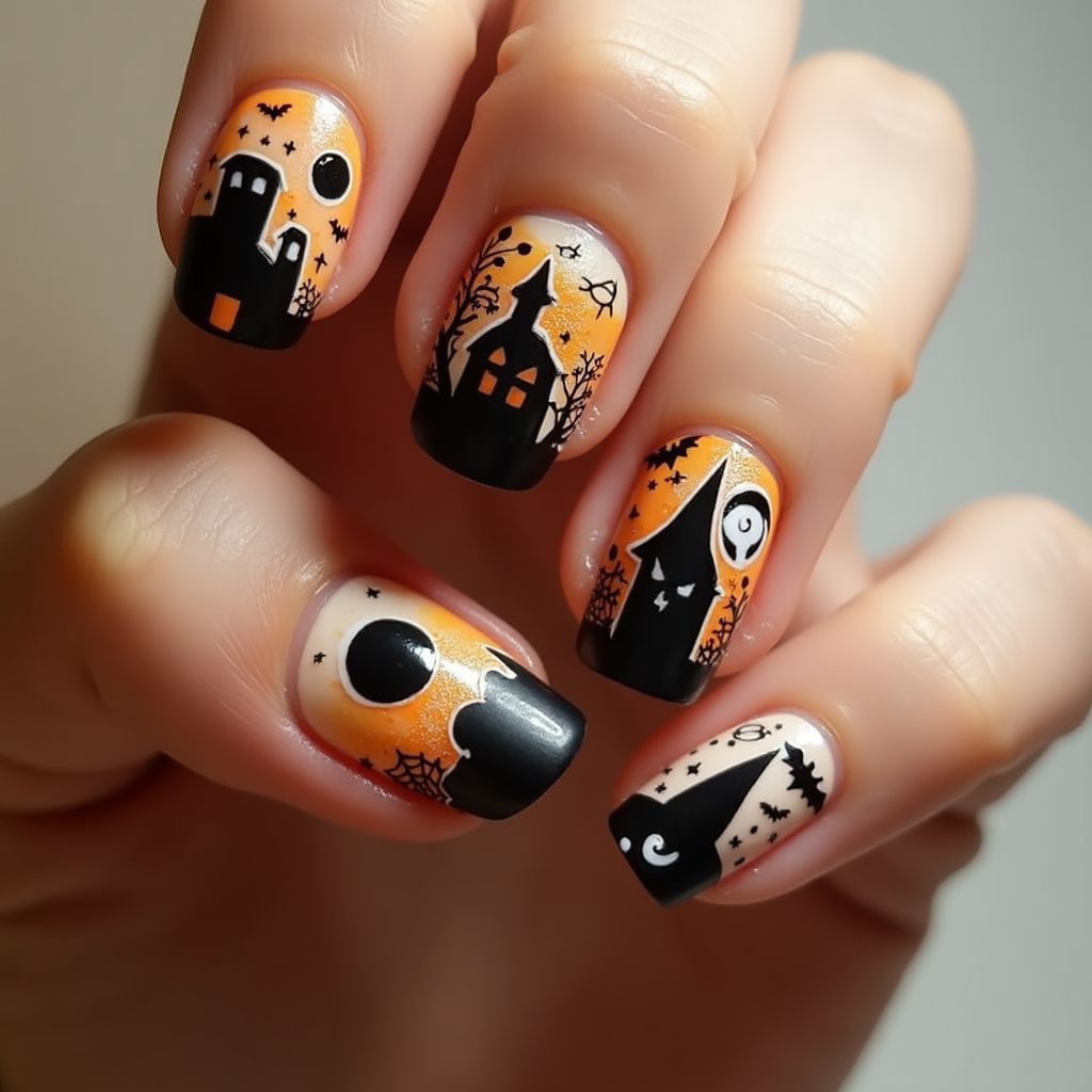 Halloween Negative Space Nail Design
