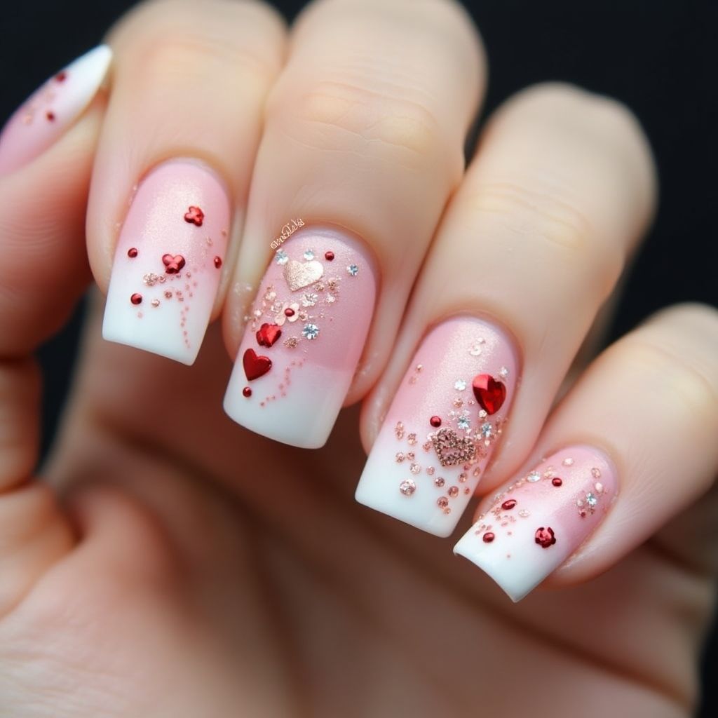 Valentine's Day French Manicure Nail Design
