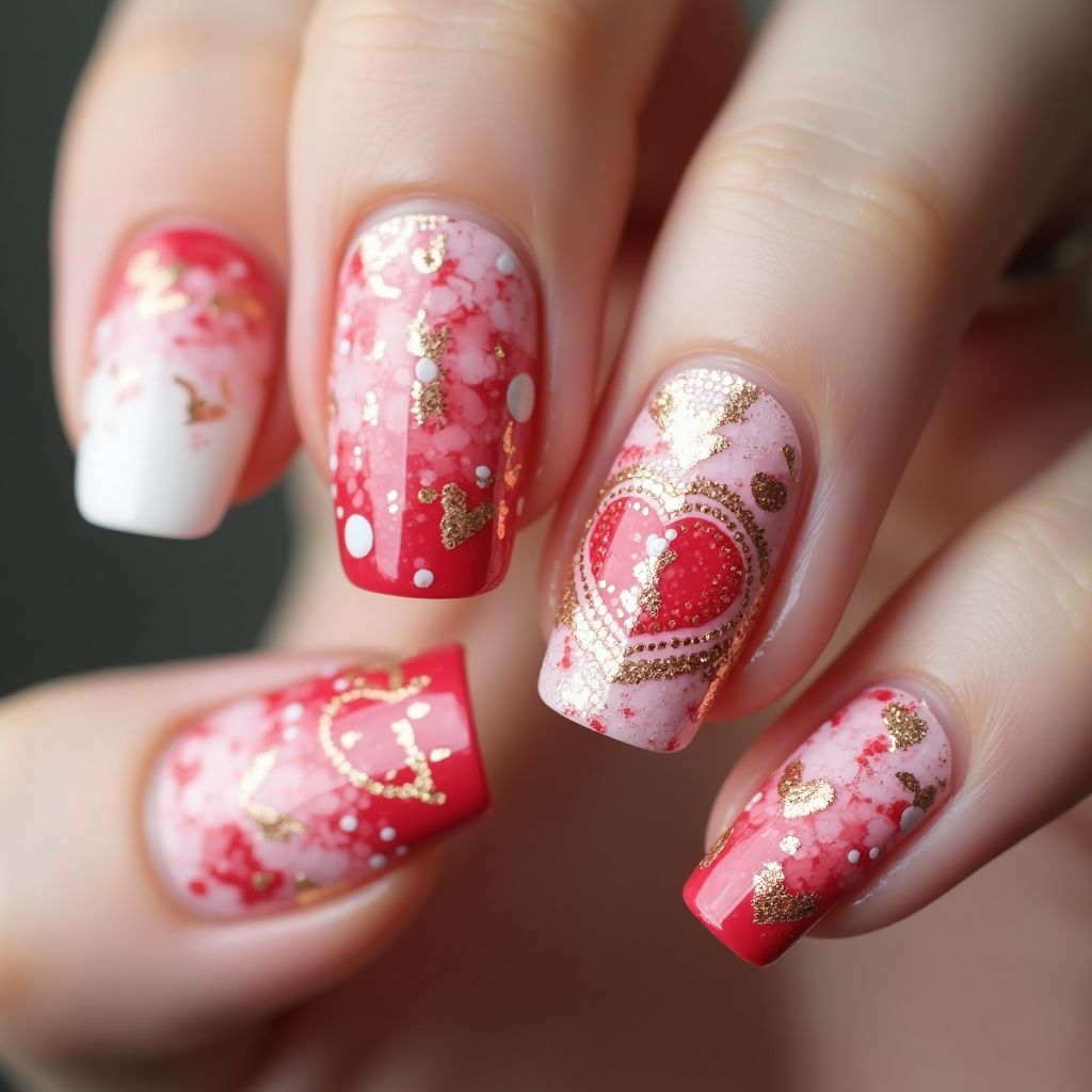 Valentine's Day Stamping Nail Design