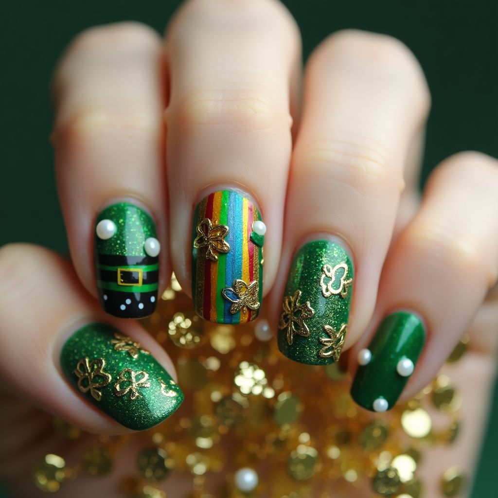 St Patrick's Day 3d Nail Design