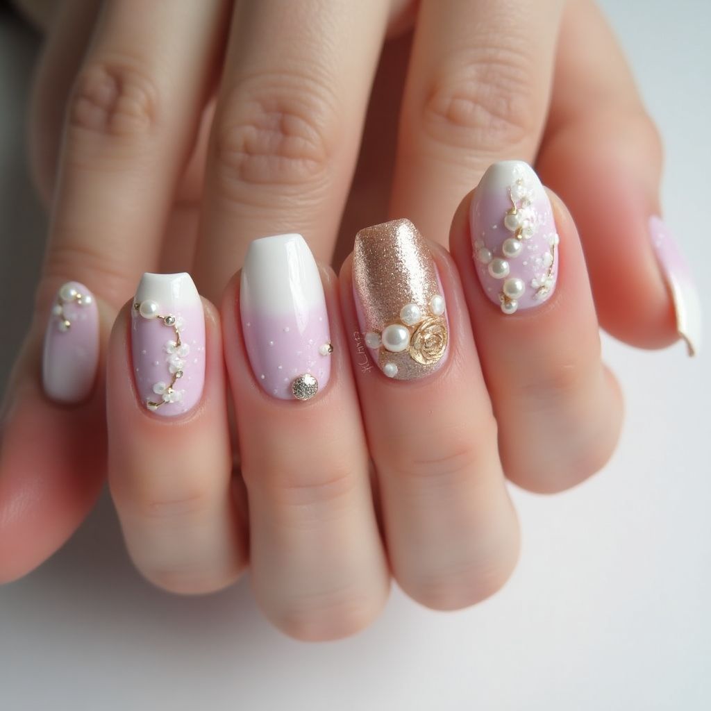 Bridal Shower Ombre Nail Design