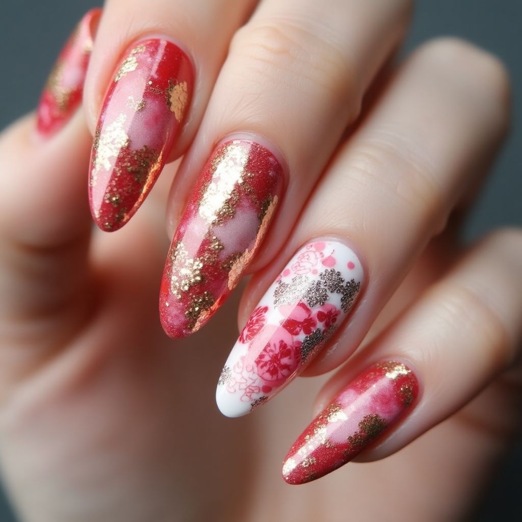 Anniversary Marbling Nail Design