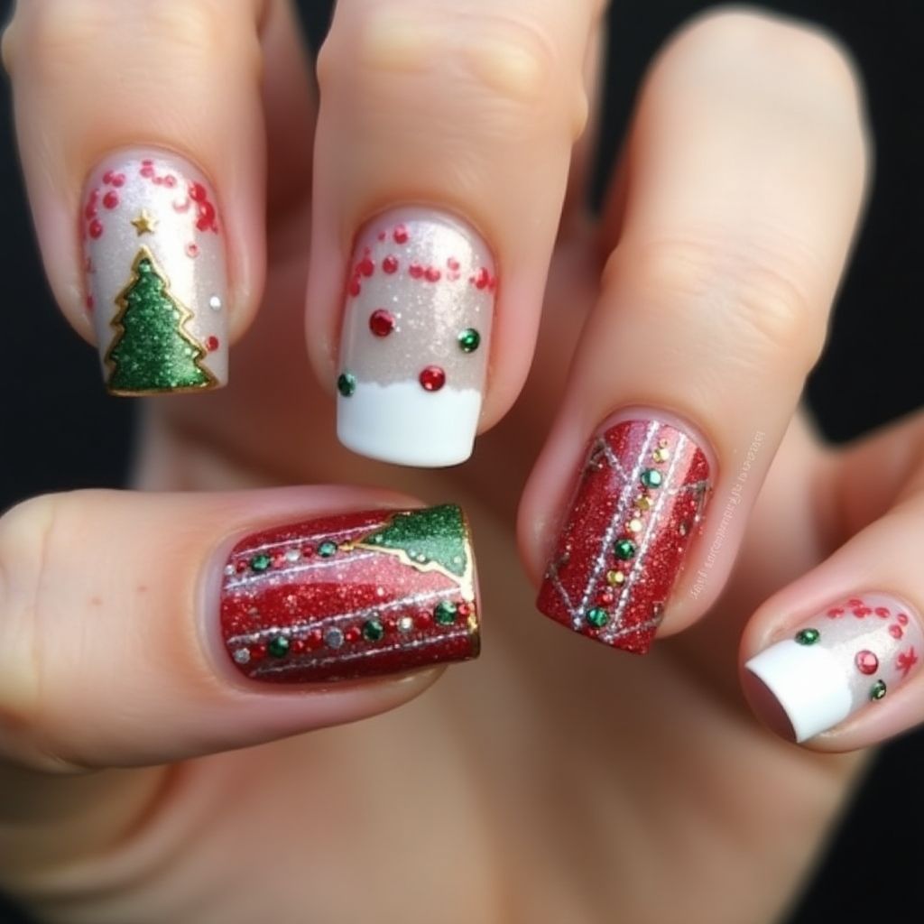 Holiday French Manicure Nail Design