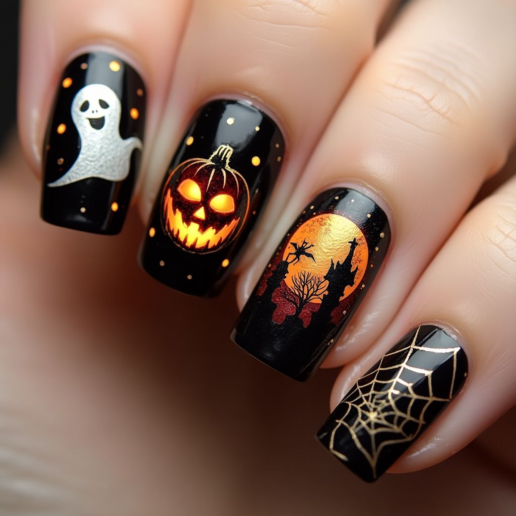 Halloween Stamping Nail Design