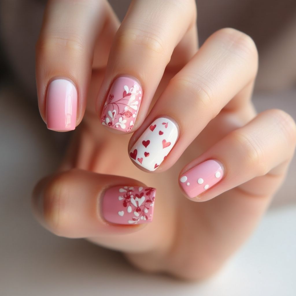 Valentine's Day Negative Space Nail Design