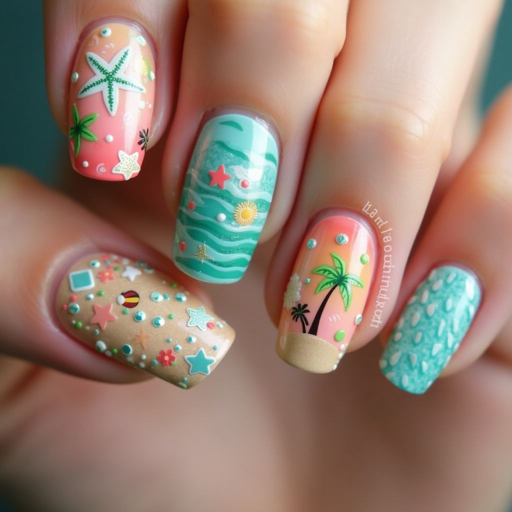 Beach 3d Nail Design